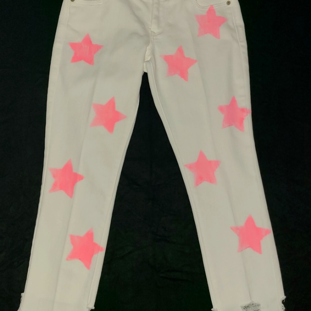 Upcycled White Cropped Star Jean's